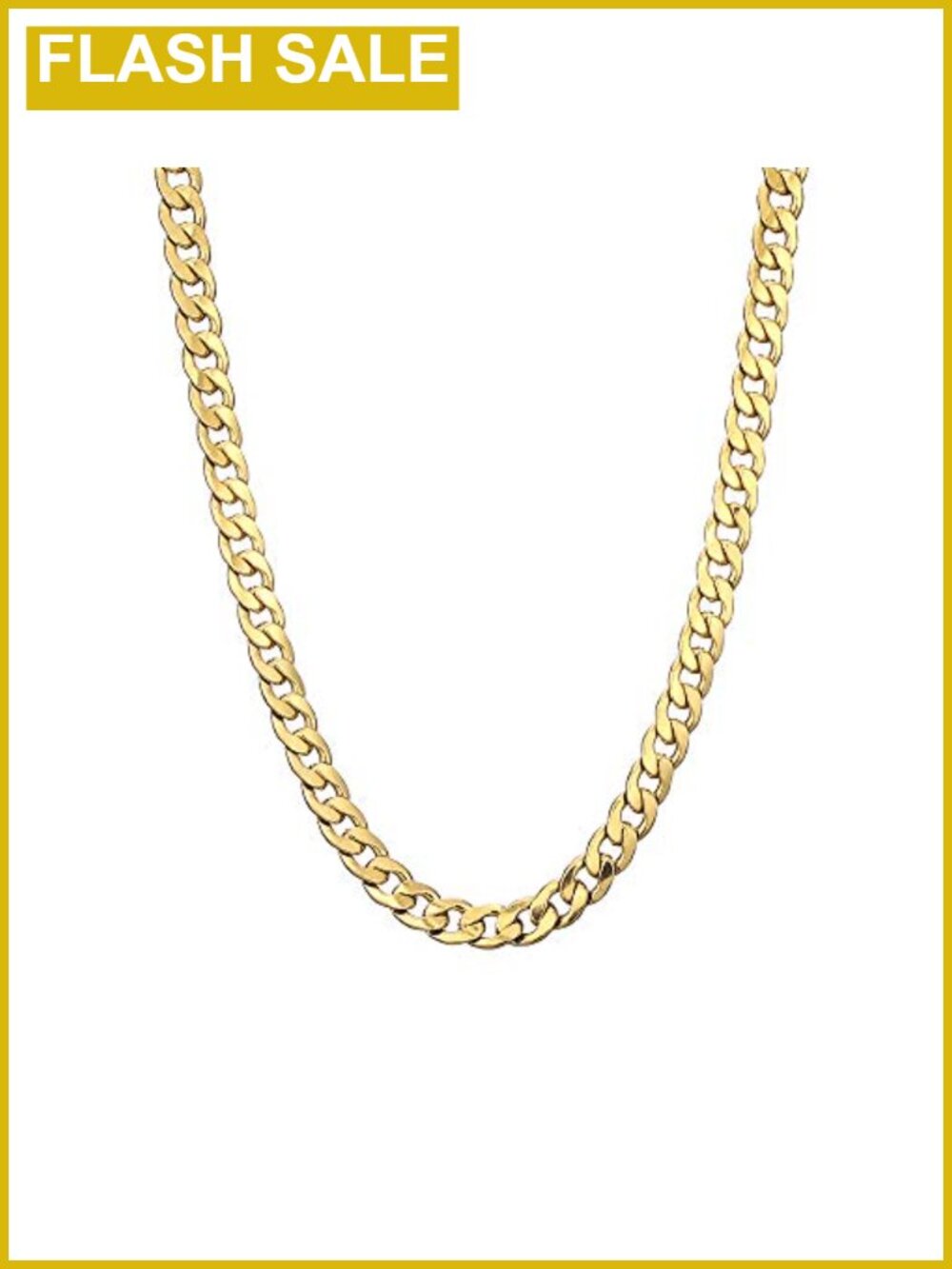 14K Gold Plated Chunky Curb Chain Necklace 20 Inch Stainless Steel